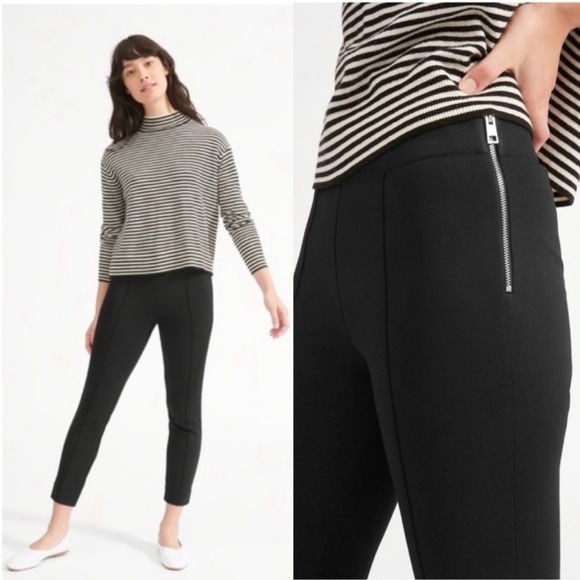 Everlane The Stretch Black Ponte Skinny Ankle Pants Size 2 - Picture 1 of 13